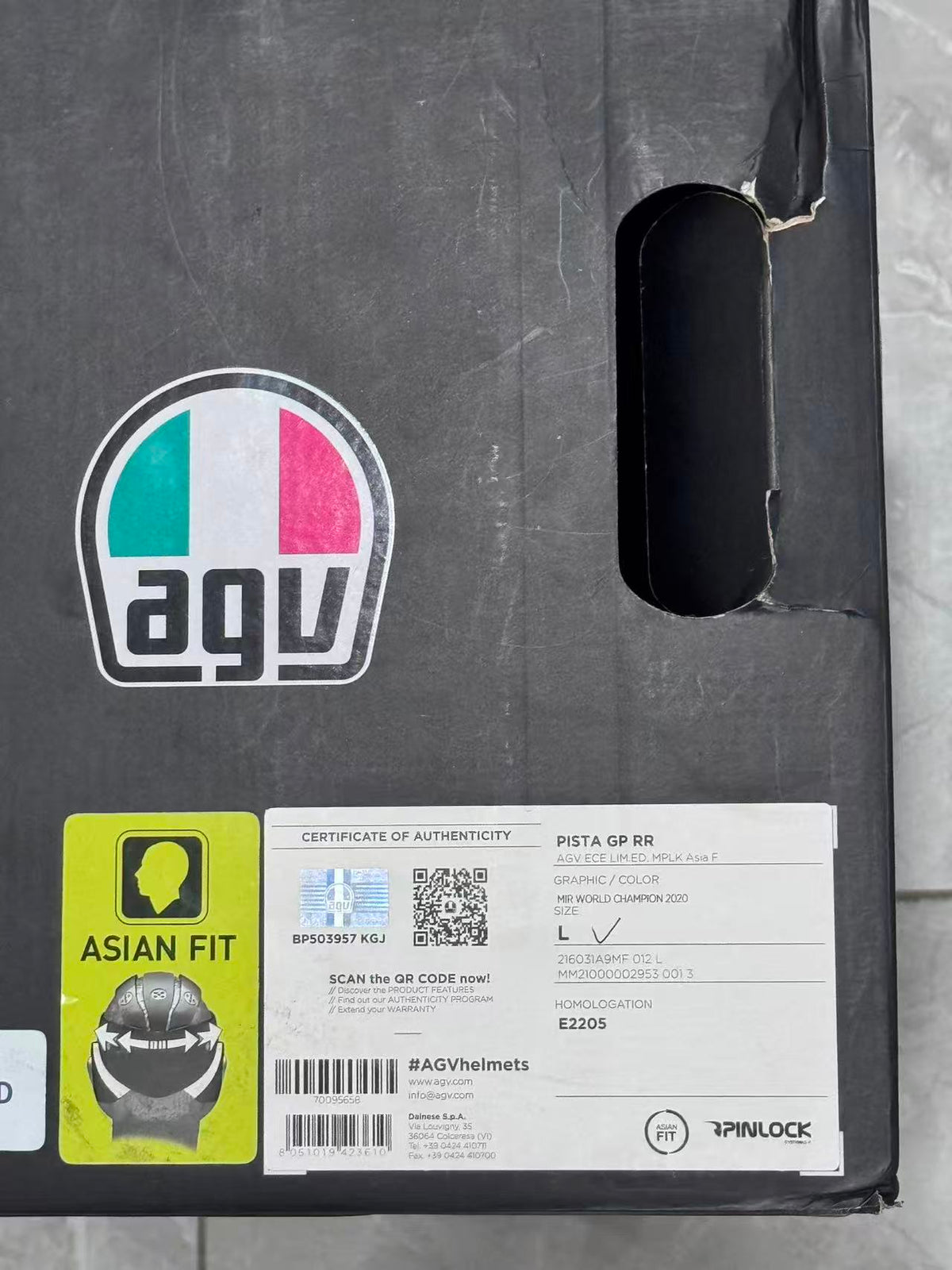 AGV Pista GP RR – Joan Mir 2020 MotoGP World Champion Limited Edition size L
