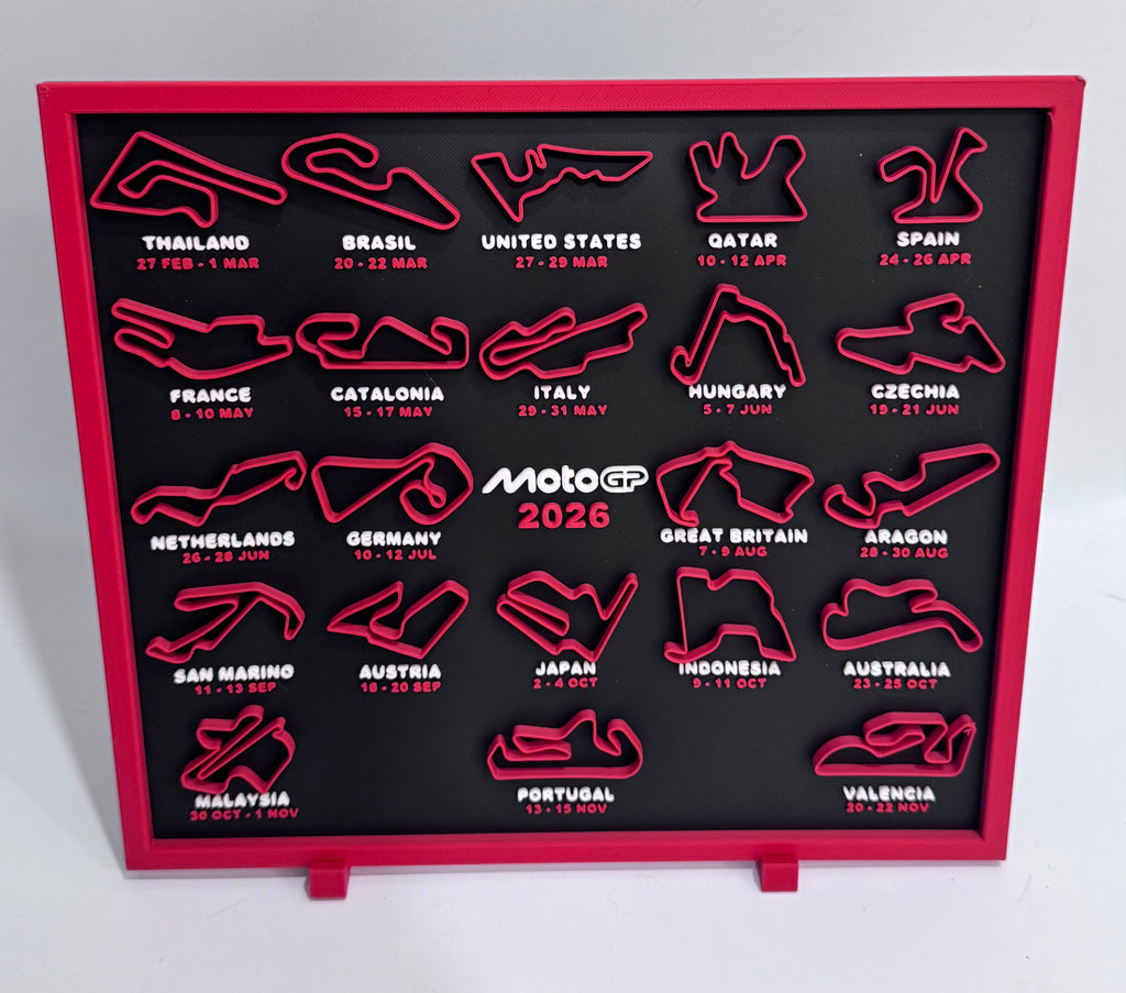 MotoGP 2026 Circuit Calendar Display – 3D Track Wall Art