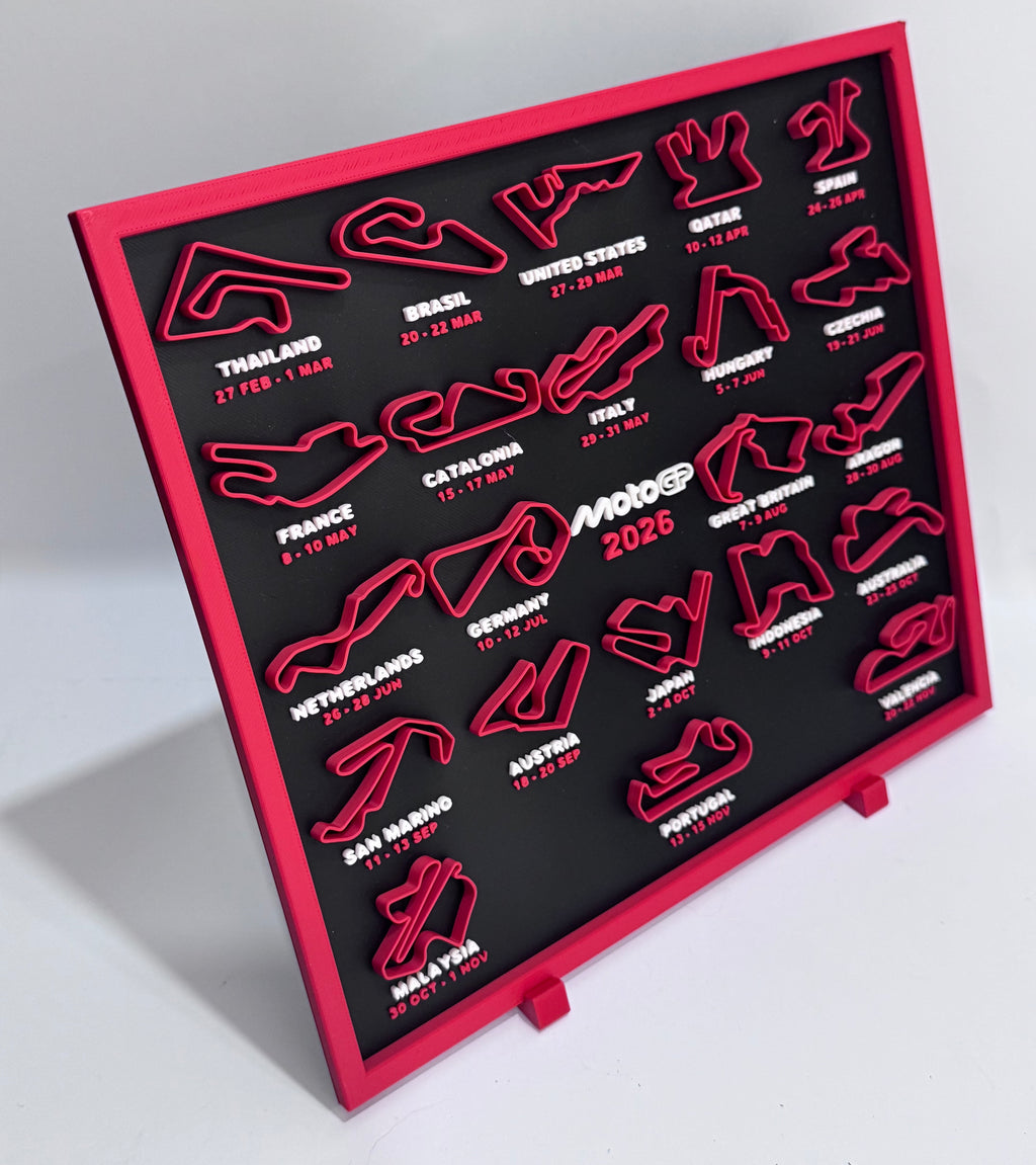 MotoGP 2026 Circuit Calendar Display – 3D Track Wall Art