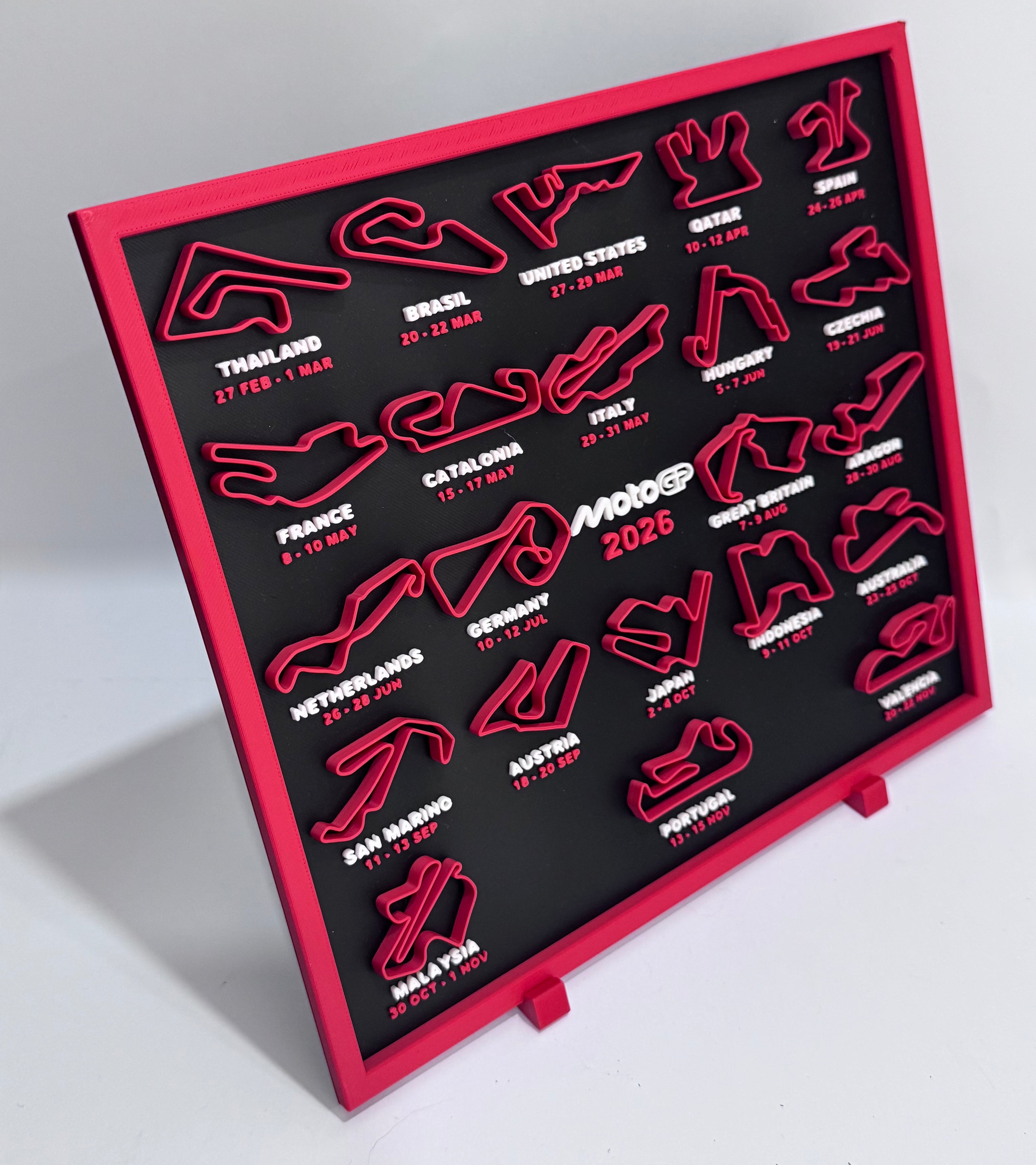 MotoGP 2026 Circuit Calendar Display – 3D Track Wall Art