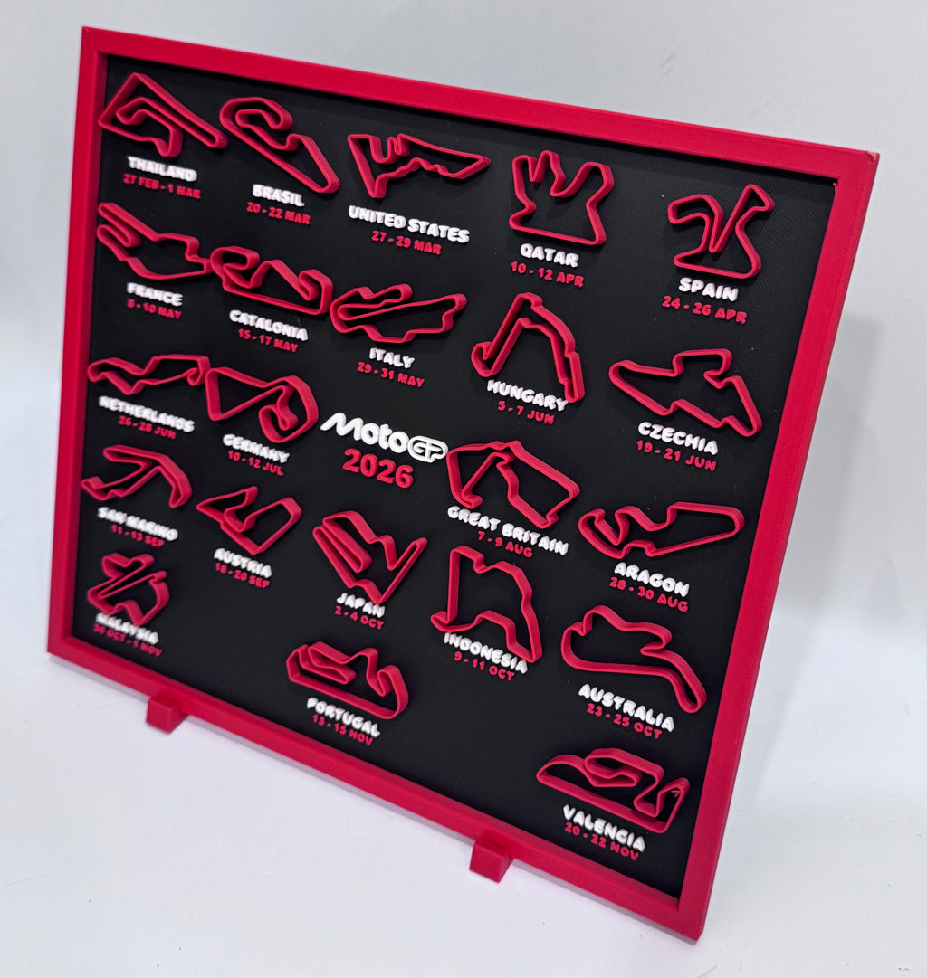 MotoGP 2026 Circuit Calendar Display – 3D Track Wall Art