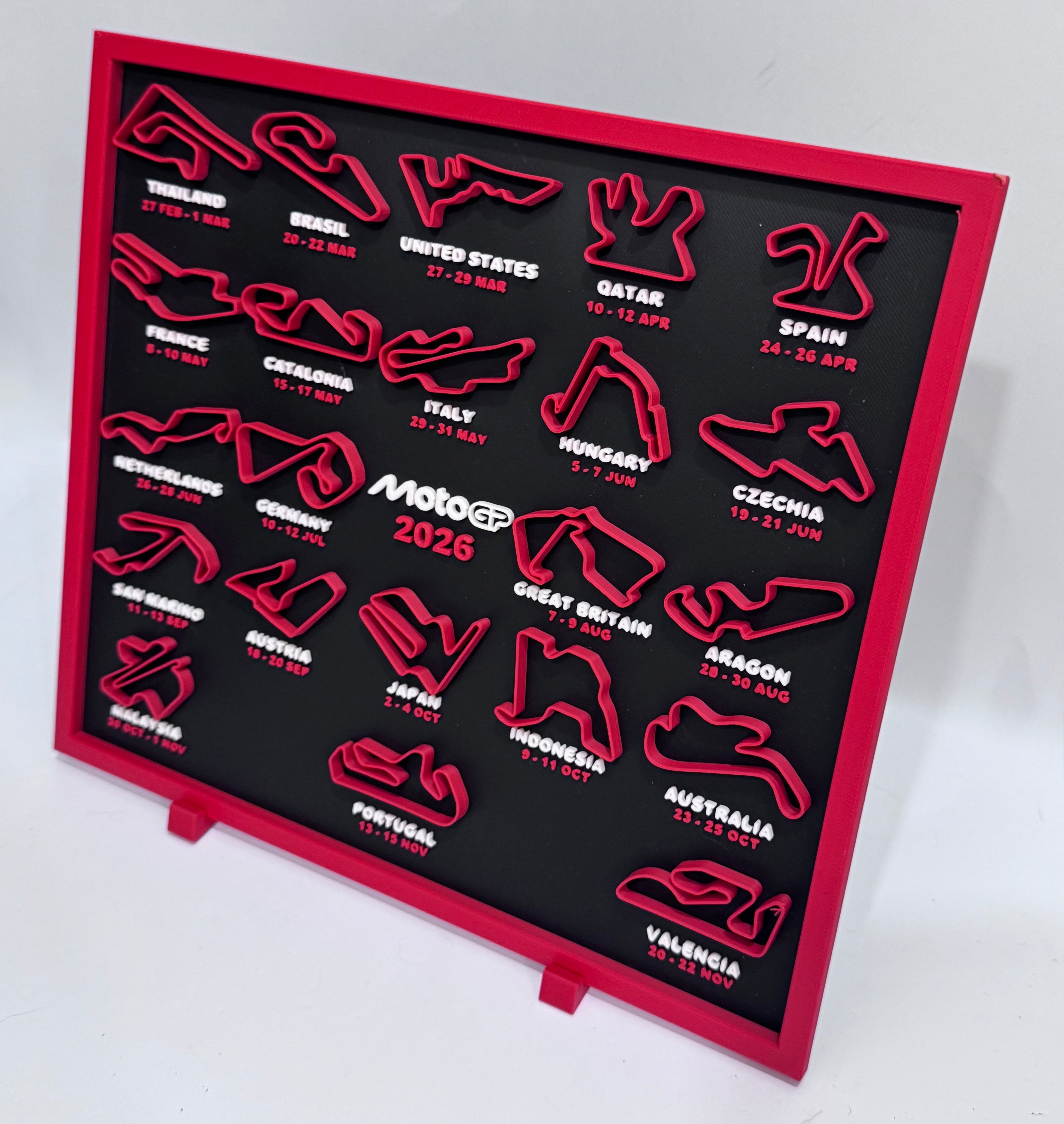 MotoGP 2026 Circuit Calendar Display – 3D Track Wall Art